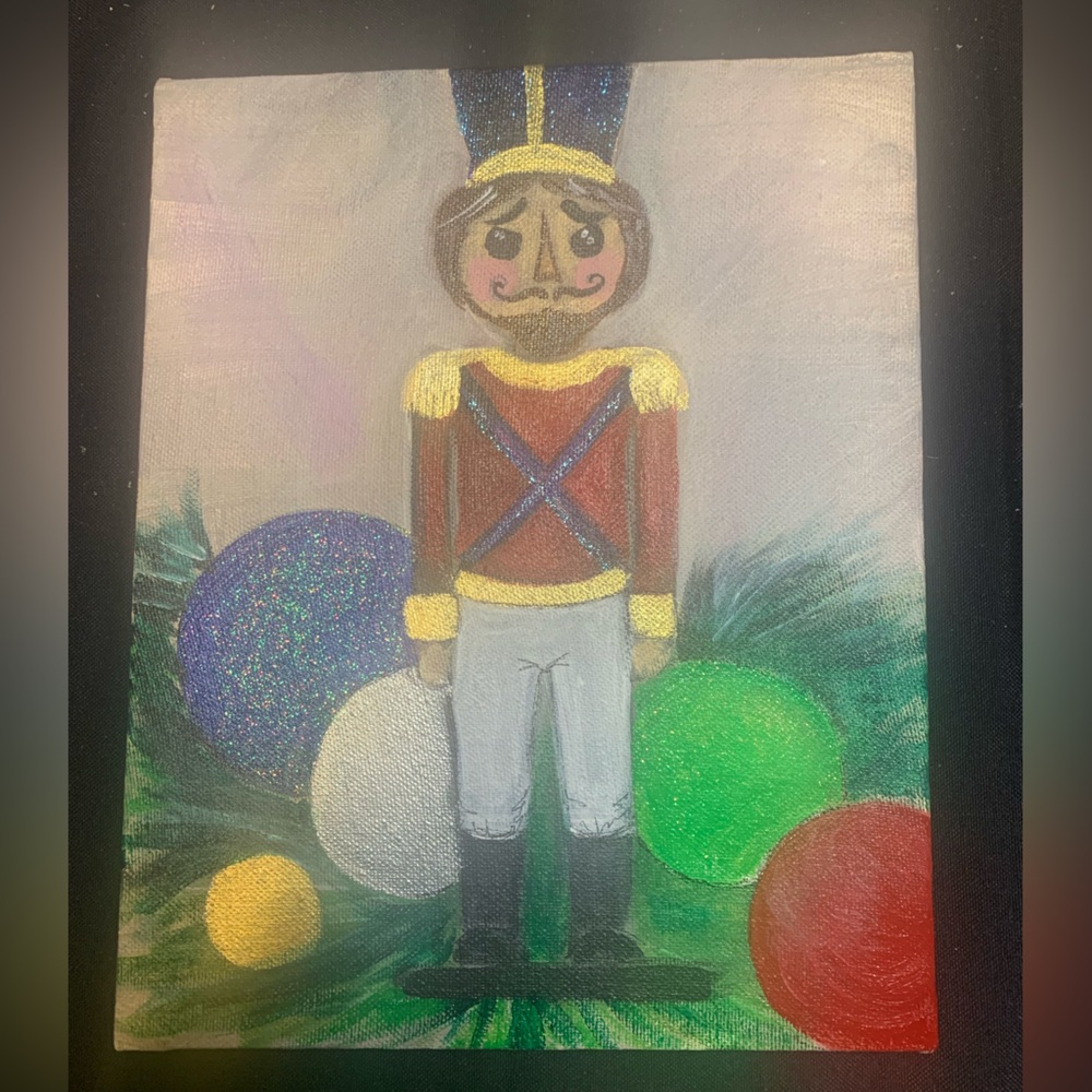 Colorful Nutcracker Canvas Art hand painted.